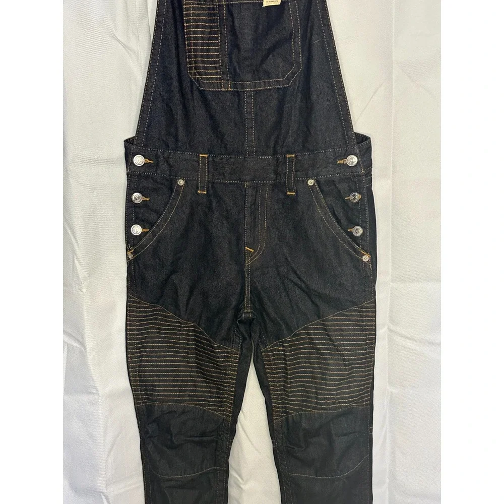 True Religion M Y2K Denim Overalls Moto Biker Carpenter Workwear Grunge 37x31